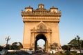 Patuxay Vientiane Laos, Sunrise in morning at at Patuxai