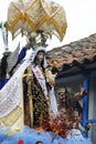 Paucartambo Peru Catholic procession of the Virgin of Carmen Celebration dating back to the 17th century with dancers dancing with