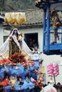 PAUCARTAMBO PERU demons and devils called SAGRAS climbed to the balconies of the town trying to tempt the Virgin of Carmen with