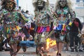 Paucartambo Peru masks during the procession of the Virgin of Carmen. The next day the dancers take to the streets again and at