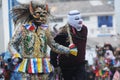 Paucartambo Peru masks during the procession of the Virgin of Carmen. The next day the dancers take to the streets again and at
