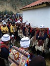 Paucartambo Sagras demons with mask in the city cemetery visiting their dead fri