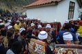 Paucartambo Sagras demons with mask in the city cemetery visiting their dead fri