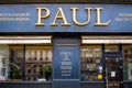 Paul bakery logo and entrance. Pastry shop and cafe situated in Romana Square Piata Romana, Bucharest Royalty Free Stock Photo