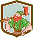 Paul Bunyan LumberJack Shield Cartoon