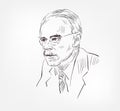 Paul Dudley White famous American cardiologist physician medical scientist vector sketch illustration