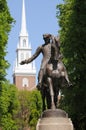 Paul Revere Statue and Old North Church Royalty Free Stock Photo