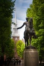 Paul Revere Statue and Old North Church in Boston, Massachusetts Royalty Free Stock Photo