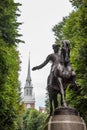 Paul Revere statue and Old North Church in Boston Royalty Free Stock Photo
