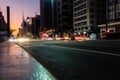 Paulista avenue in Sao Paulo city, at night. Light trails Royalty Free Stock Photo