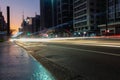 Paulista avenue in Sao Paulo city, at night. Light trails Royalty Free Stock Photo