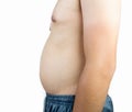 Paunch fat person isolated white background Royalty Free Stock Photo