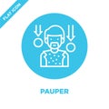 pauper icon vector from charity elements collection. Thin line pauper outline icon vector illustration. Linear symbol for use on