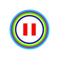 The pause button with a rainbow border, usually for videos and music. vector illustration