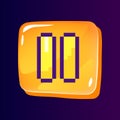 Pause glossy ui button with pixelated color icon Royalty Free Stock Photo