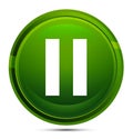 Pause icon glassy green round button illustration Royalty Free Stock Photo