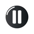 Pause icon in a glossy dark circle, multimedia interface, stop, wait, control concept Royalty Free Stock Photo