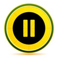 Pause icon lemon lime yellow round button illustration