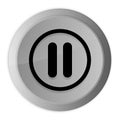 Pause icon metal silver round button metallic design circle isolated on white background black and white concept illustration