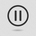 Pause icon with shadow. Vector button for web or app Royalty Free Stock Photo