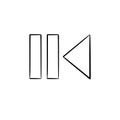 Pause and playback button hand drawn outline doodle icon.