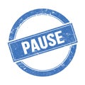 PAUSE text on blue grungy round stamp