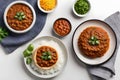 Pav Bhaji Indian spicy fast food with bread Paav close-up on the. Pav Bhaji Indian spicy fast food with bread Paav close-up in a