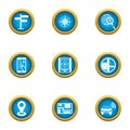 Pave the way icons set, flat style