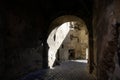 Paved alley the Sighisoara Old Town or Citadel fortress Royalty Free Stock Photo