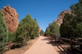 Paved concrete hiking trails among the red rocks of Garden of the Gods Park in Colorado Springs USA Royalty Free Stock Photo