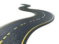 Paved empty winding road 3D illustration Royalty Free Stock Photo