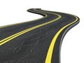 Paved empty winding road 3D illustration Royalty Free Stock Photo