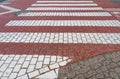 Modern Paved Pedestrian Crossing, Red White Crosswalk, Safety Zebra Royalty Free Stock Photo