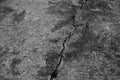 Crack in the asphalt road in black and white Royalty Free Stock Photo