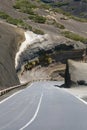 Paved road through deserted volcanic landscape on Tenerife, Spain