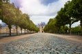 Paved road in Fontainebleau palace garden, France Royalty Free Stock Photo