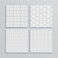 Paved Slab Floor. Set Seamless Pavement Tiles. Vector Illustration