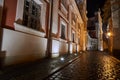 Paved street and buildings of the former monastery