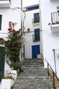 A paved street of CadaquÃ©s in Spain