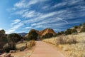 Paved trail through the Garden of the Gods in Colorado Springs, sunny winter landscape in the American west Royalty Free Stock Photo
