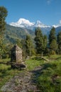 On the trail near Chainabatthi, Nepal looking toward Annapurna S Royalty Free Stock Photo