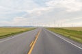 Paved two lane highway across the prairie