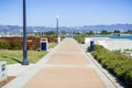 Paved walking path close to Richmond Marina, San Francisco bay trail, California