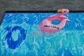 Pink Swan Swimming, Pavement Art