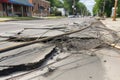 pavement being damaged by fallen power line