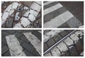 Pavement. Cobblestone, pavement, roadway, paving in the area of pedestrian crossing. Royalty Free Stock Photo