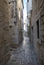 Pavement end narrow streets and courtyards of Trogir,Croatia Royalty Free Stock Photo