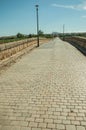 Pavement made of setts on top of Roman bridge int Merida Royalty Free Stock Photo