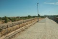 Pavement made of setts on top of Roman bridge int Merida Royalty Free Stock Photo