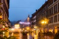 Pavement street in Chambery during christmas time in evening Royalty Free Stock Photo